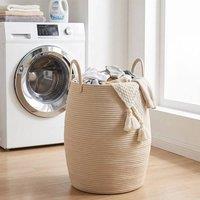 FORGEVIO Beige 65L Laundry Basket Folding Bin Bag | Size: 0.6m2