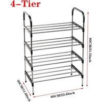 FORGEVIO 80cm4 LayerBlack Portable Shoe Rack Stand in Black | Size: 0.6m2