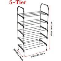 FORGEVIO 95cm5 LayerBlack Portable Shoe Rack Stand in Black | Size: 0.6m2