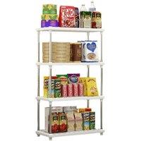 FORGEVIO 4 Tier Storage Shelf Organizer Plastic Shelving Unit in White | Size: 0.6m2