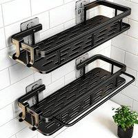 PAWNORA 2 No-Drill Bathroom Shelf in Black
