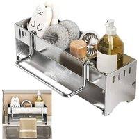PAWNORA Steel Kitchen Sink Sponge Holder in Silver