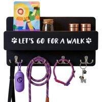 EONLION Wall Mount Wooden Hook Rack Key & Leash in Black | Size: 10000mm x 520mm