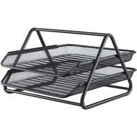 EONLION 2-Tier Mesh Paper Tray A4 File Organizer in Black | Size: 100 cm x 15 cm
