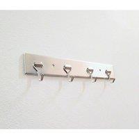 FORGEVIO Self Adhesive 4 Hooks Stainless Steel Chrome Key Hook in Silver | Size: 500mm