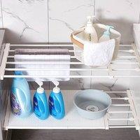 FORGEVIO 50-80cm Extendable Cupboard Storage Shelves Closet Cabinet in White | Size: 0.6m2