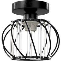 Emitto Crystal Ceiling Light Semi Flush Mount Chandelier Modern Hallway in Black