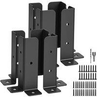 Traderight 8PC Fence Post Base Brackets Metal Rustproof Support with Screws in Black