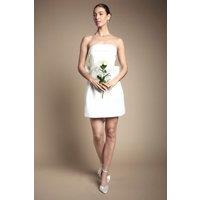 Coast Women's White Bow Back Bandeau Mini Bridal Dress In Stretch Crepe in Ivory | Size: 8