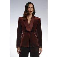 Coast Women's Velvet Blazer With Satin Lapel in Oxblood | Size: 14