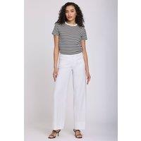 NYDJ Women's 5 Pocket Wide Leg Trouser In Stretch Linen With Super High Rise in White | Size: 18