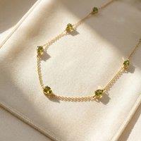 Harfi Women's Peridot August Birthstone Minimalist Gold Vermeil Plated Necklace in Green | Size: 18 inches