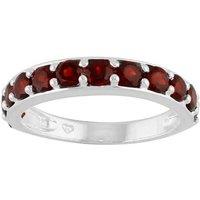 Gemondo Women's Classic Round Garnet Half Eternity Ring in 925 Sterling Silver in Red | Size: X