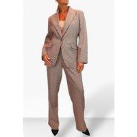 Paulo Due Women's 2 Piece Houndstooth Tailored Trouser Suit in Beige | Size: 12