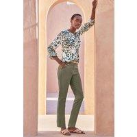 Pure Collection Women's Premium Cotton Trouser in Khaki | Size: 12R