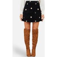 Yumi Women's Cosmic Embroidered Mini Skirt in Black | Size: 10