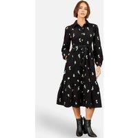 Yumi Women's Daisy Embroidered Cord Shirt Dress in Black | Size: 12