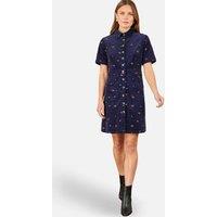 Yumi Women's Embroidered Cherry Shirt Dress in Navy | Size: 8
