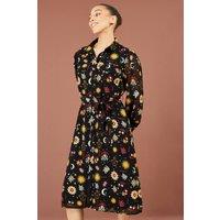 Yumi Women's Cosmic Midi Shirt Dress in Black | Size: 10