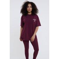 BCouture Women's Leggings & Oversized T-Shirt Set in Burgundy | Size: 2XL