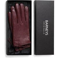 Barneys Originals Women's Gift Boxed Real leather Gloves in Burgundy | Size: Medium/Large