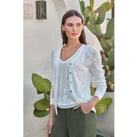 Pure Collection Women's Cotton Lace Cardigan in Soft White | Size: 14