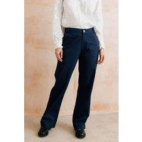 Lily & Me Women's Dockside Stylish Stretch Cotton Wide Leg Trousers in Navy | Size: 8