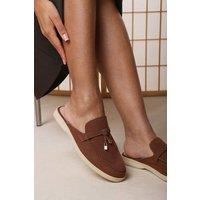Where's That From Women's 'Twilight' Flat Slip On Loafer With Tassel Detail in Brown | Size: 6