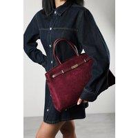 Where's That From Women's Grelle Leather Belt Lock Detail Tote Bag in Burgundy