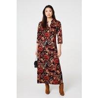 Izabel London Women's Abstract 3/4 Sleeve Maxi Shift Dress in Black | Size: 12
