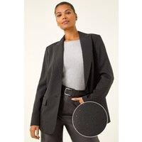 Roman Women's Revere Collared Diamante Jacket in Black | Size: 8