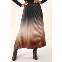Roman Women's Ombre Pleated Stretch Skirt in Dark Brown | Size: 20