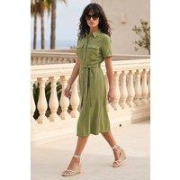 Roman Women's Button Belted Collared Shirt Dress in Khaki | Size: 20