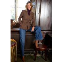 Sea Glass Women's Wrap Check Jacket in Medium Beige | Size: 10