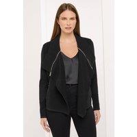 Star by Julien Macdonald Women's Eyelet Zip Up Cardigan in Black | Size: 22-24