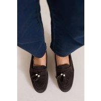 Evans Women's Suede Tassel Loafers In Wide E & Extra Wide EEE Fit in Brown | Size: 6E