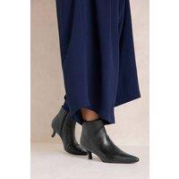 Evans Women's Leather Kitten Heel Ankle Boots In Wide E & Extra Wide EEE Fit in Black | Size: 7E