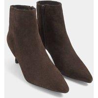 Evans Women's Suede Kitten Heel Ankle Boots In Wide E & Wide EEE Fit in Brown | Size: 5E
