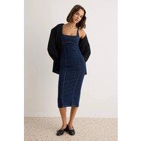 WOVCOR Women's Square Neck Strappy Midi A-Line Dress in Navy | Size: XS