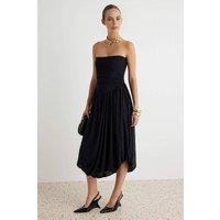 WOVCOR Women's Strapless Balloon Hem Mini Dress in Black | Size: 10