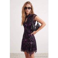 WOVCOR Women's Keyhole Neck Short Sleeve Skater Mini Dress | Size: Medium