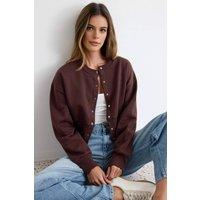 WOVCOR Women's Snap Button Front Regular Fit Crop Cardigan in Brown | Size: XS