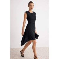 WOVCOR Women's Sleeveless Crew Neck Mini A-Line Dress in Black | Size: 14