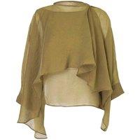 WOVCOR Women's Oversized Batwing Sleeve Bicycle Neck Blouse in Green