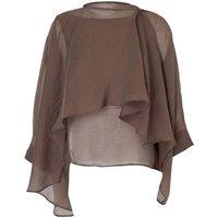 WOVCOR Women's Oversized Batwing Sleeve Bicycle Neck Blouse in Brown