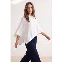 WOVCOR Women's Boat Neck Batwing Sleeve Oversize Knit Poncho in Ecru