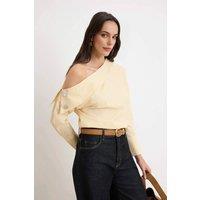 WOVCOR Women's Asymmetric Neck Long Sleeve Woven Blouse in Yellow | Size: 8