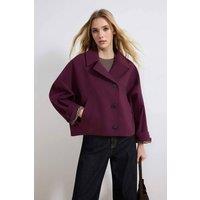 WOVCOR Women's Shirt Collar Oversize Short Jacket in Aubergine