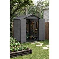 Living and Home 6x6 FT Outdoor Garden Plastic Storage Shed in Dark Grey