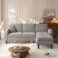 Rolipo Gray L-Shaped 3-Seater Corner Sofa with Reversible Chaise Lounge in Grey